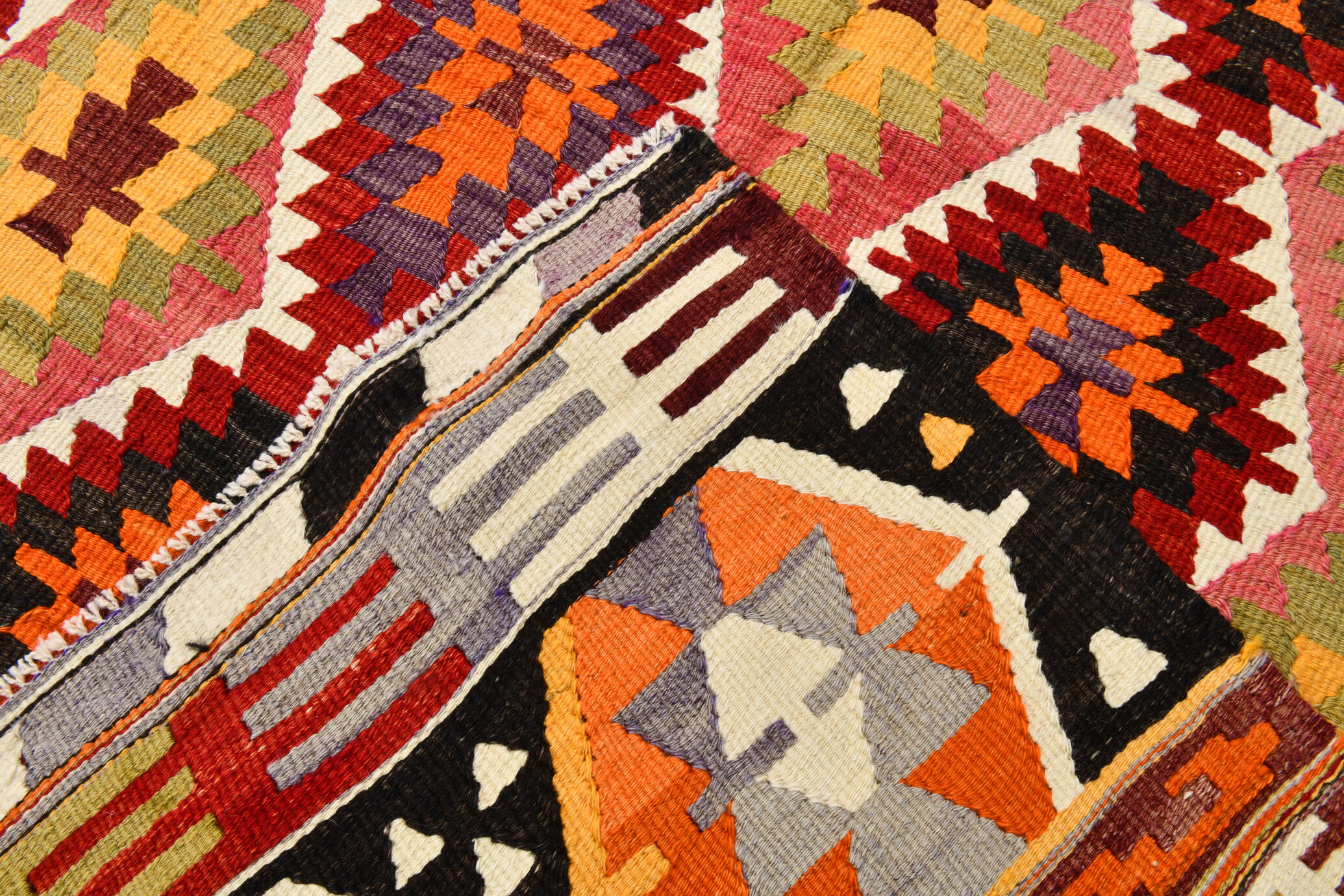 5x7 bold colorful kilim rug, 155x220cm