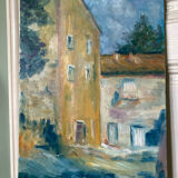 Contemporary painting colorful village
