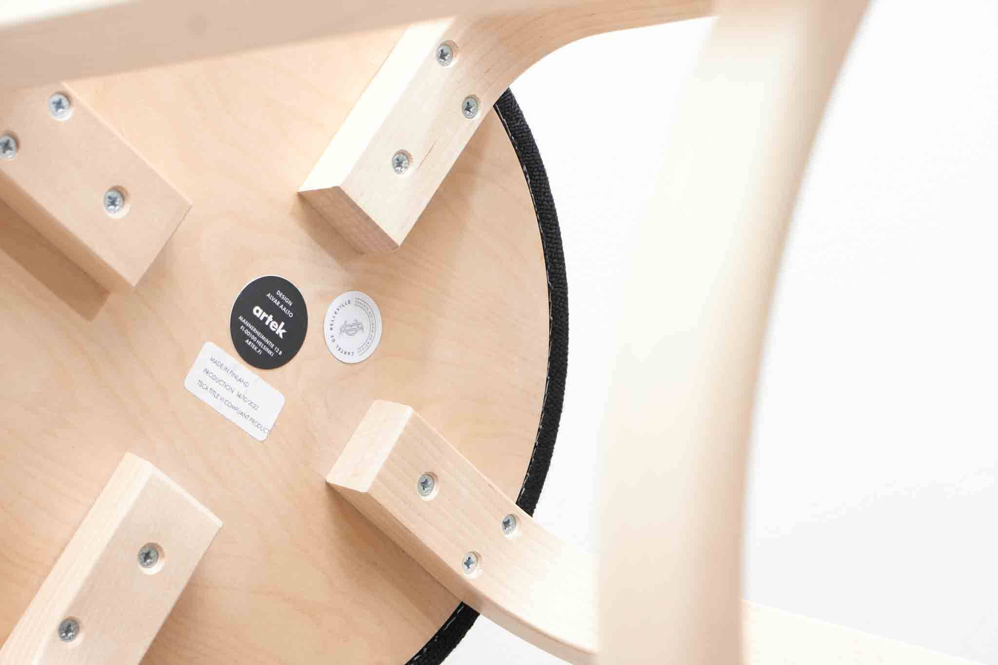 Alvar Aalto 64 stool in black and birch for Artek