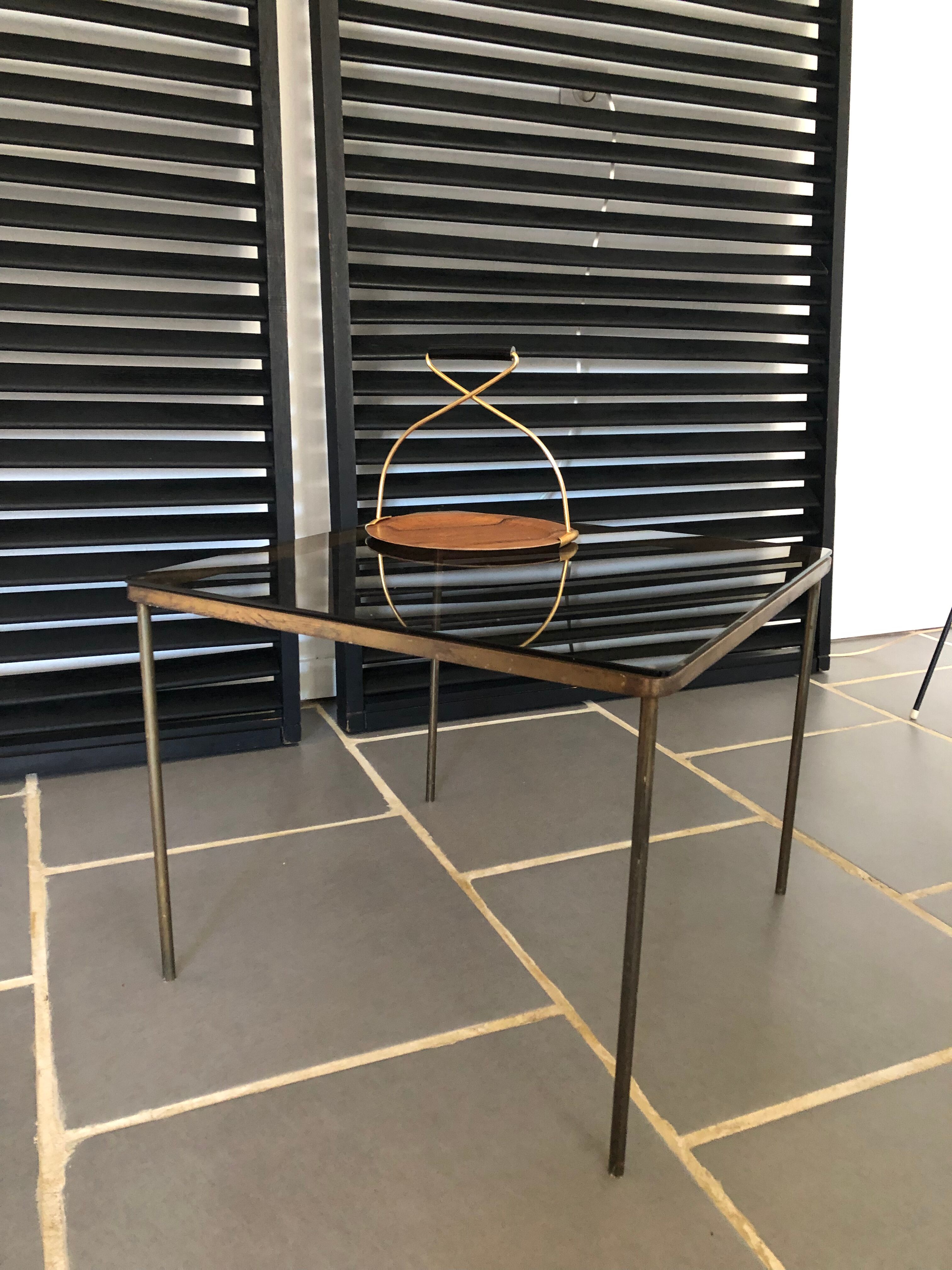 Vintage glass and brass coffee table