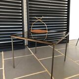 Vintage glass and brass coffee table