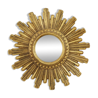 Small Sun Mirror Sunburst Mirror Gold Convex 24cm