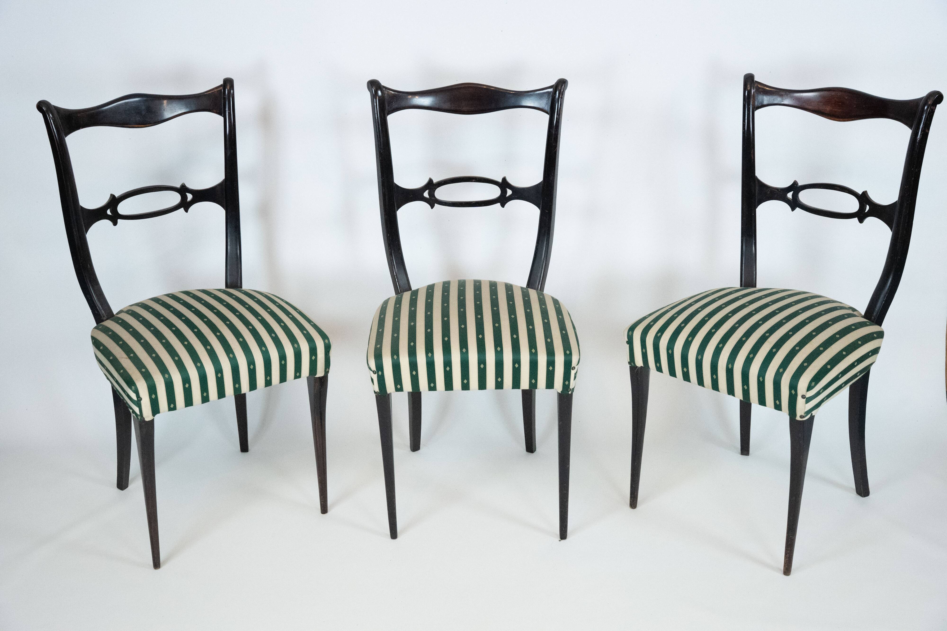 Mid-Century set of six dining chairs attributed to Paolo Buffa. Italy 1950s