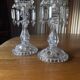Pair of large Baccarat crystal candlesticks with pendants, a rare choice.