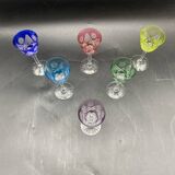 6 verres à porto en cristal de couleur