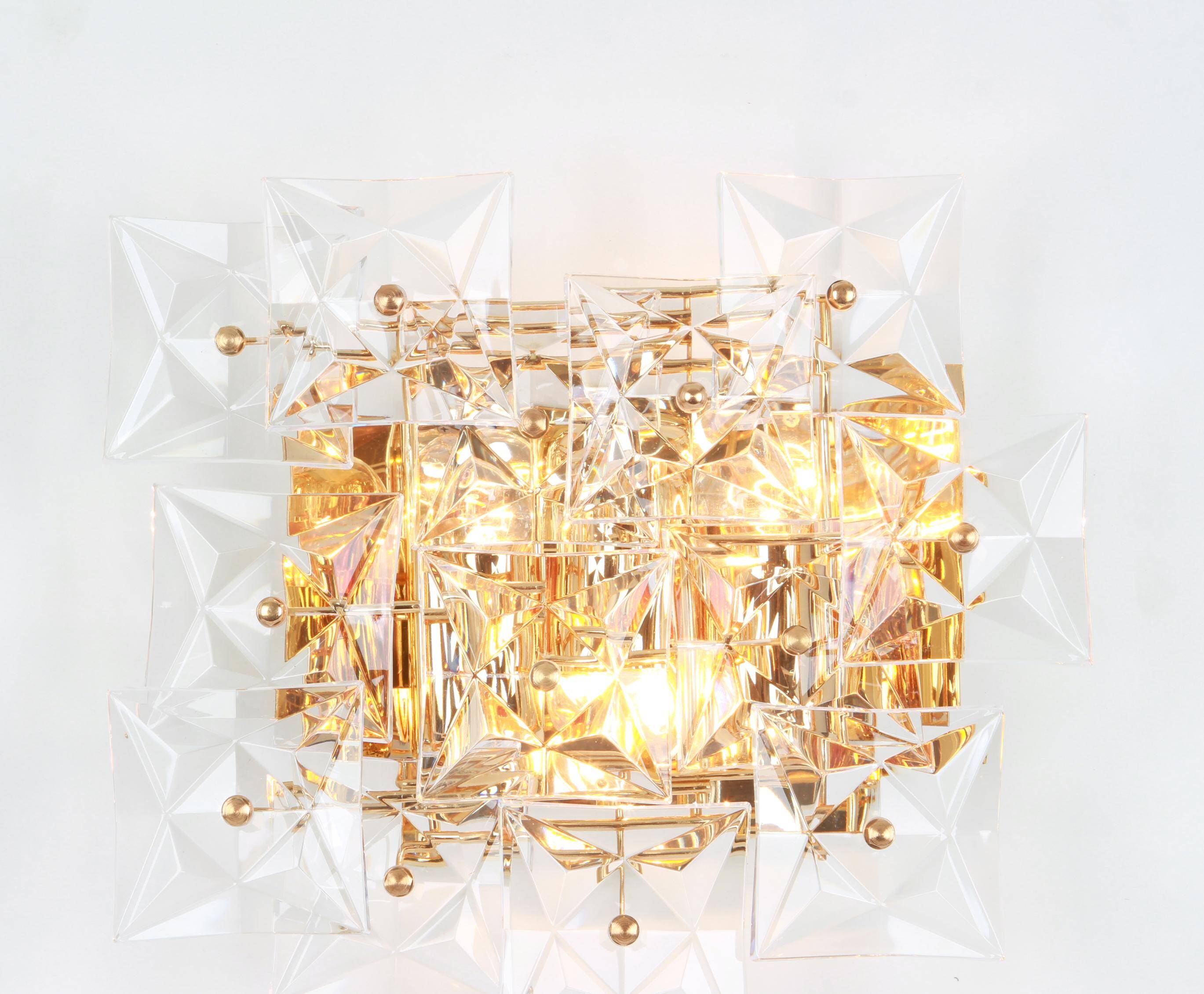 1 of 2 Superb Extra Large Crystal Wall Sconce by Kinkeldey, Germany, 1970s