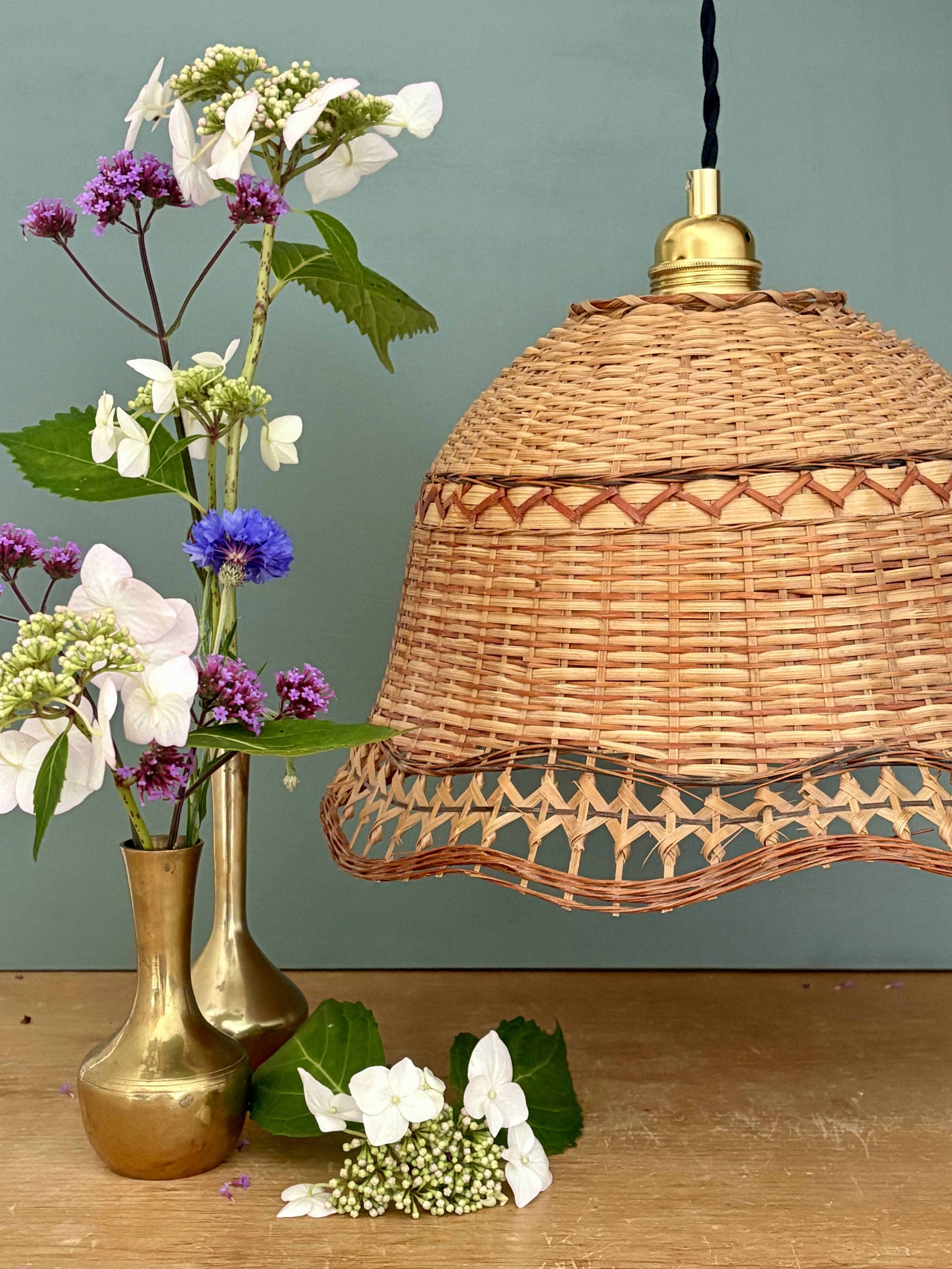 Vintage pendant light in natural materials