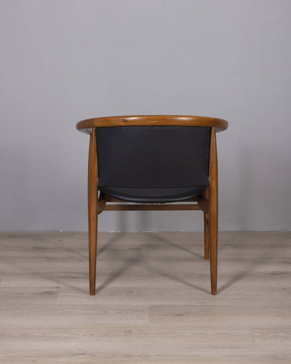 Ensemble de 4 chaises vintage en bois et cuir des années 1960 conçues par isa bergamo