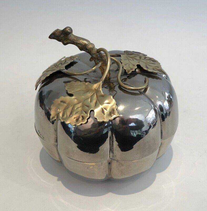 Silver-plated and brass pumpkin ice bucket