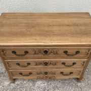 Louis XV style chest of drawers, solid raw oak, 1920.