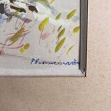 Framed watercolor seaside house