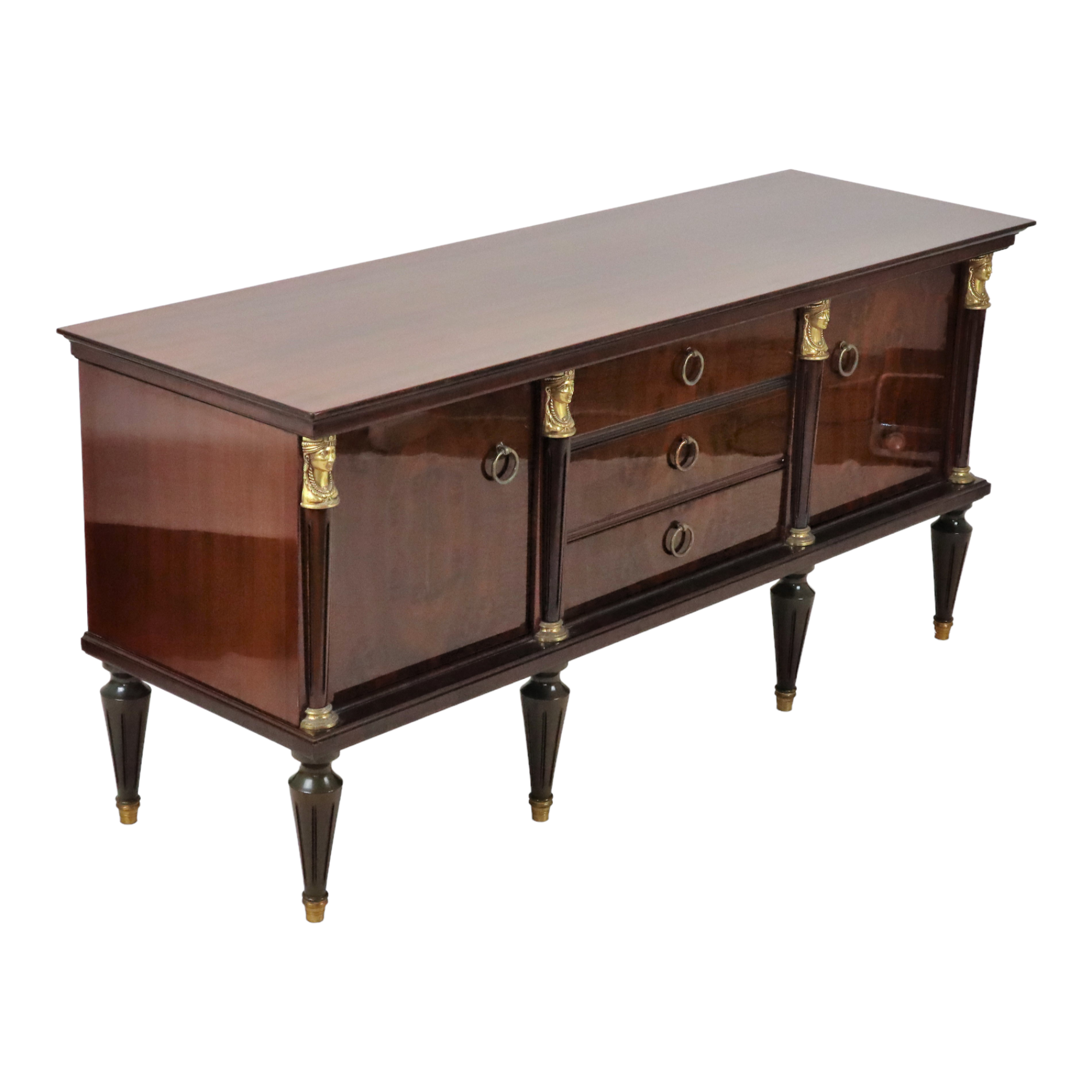 Vintage tv cabinet low cabinet mirrored mahogany veneer hollywood regency 140cm