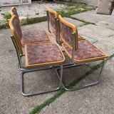 Set of 4 mid century modern upholstered cesca chair Italy 1970