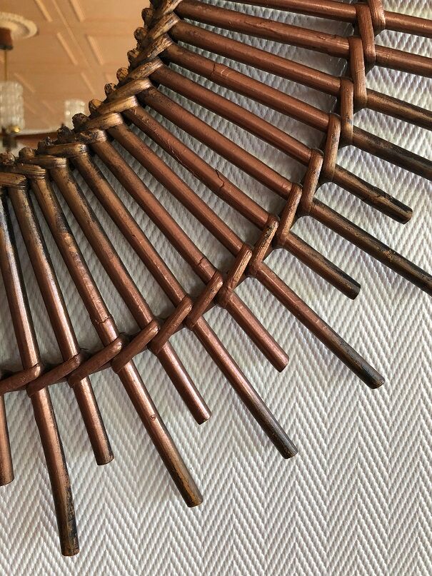 Rattan sun mirror - vintage 70