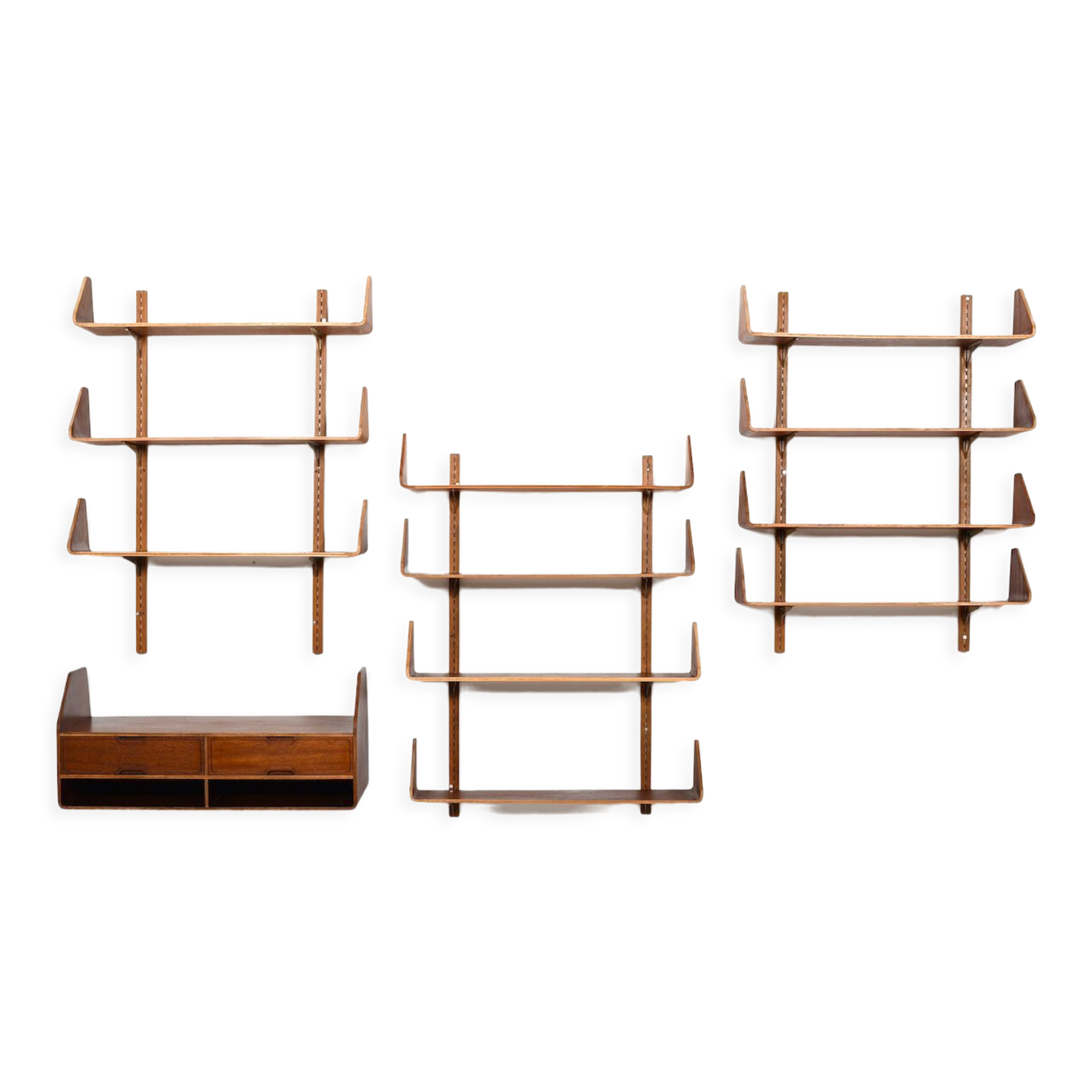 Fine danish teak wing shelf system 1950s