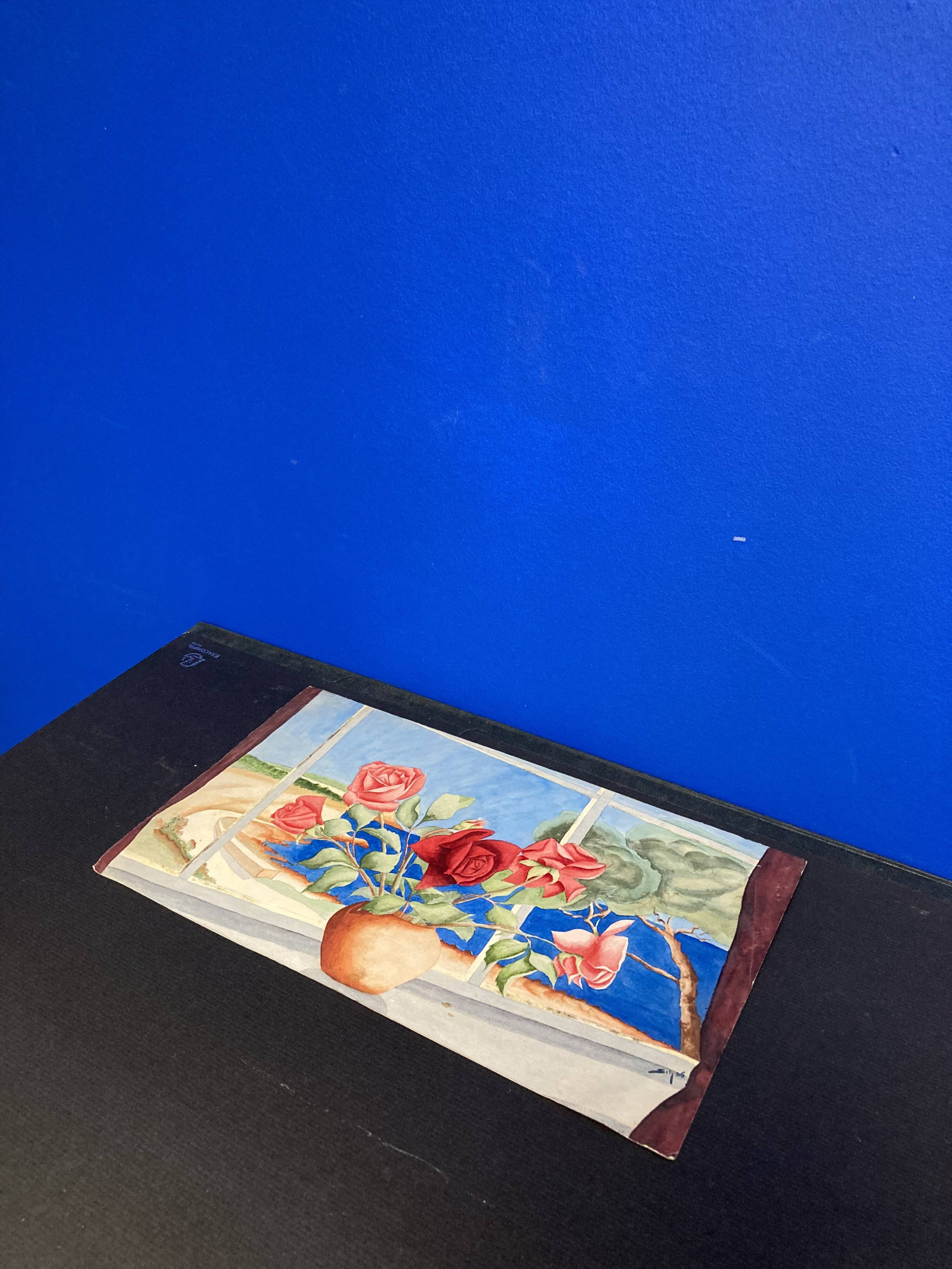 Watercolor with vintage bouquet