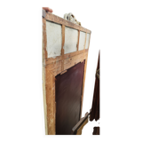 Old large Louis XVI style trumeau mirror with pediment and floral basket knot
