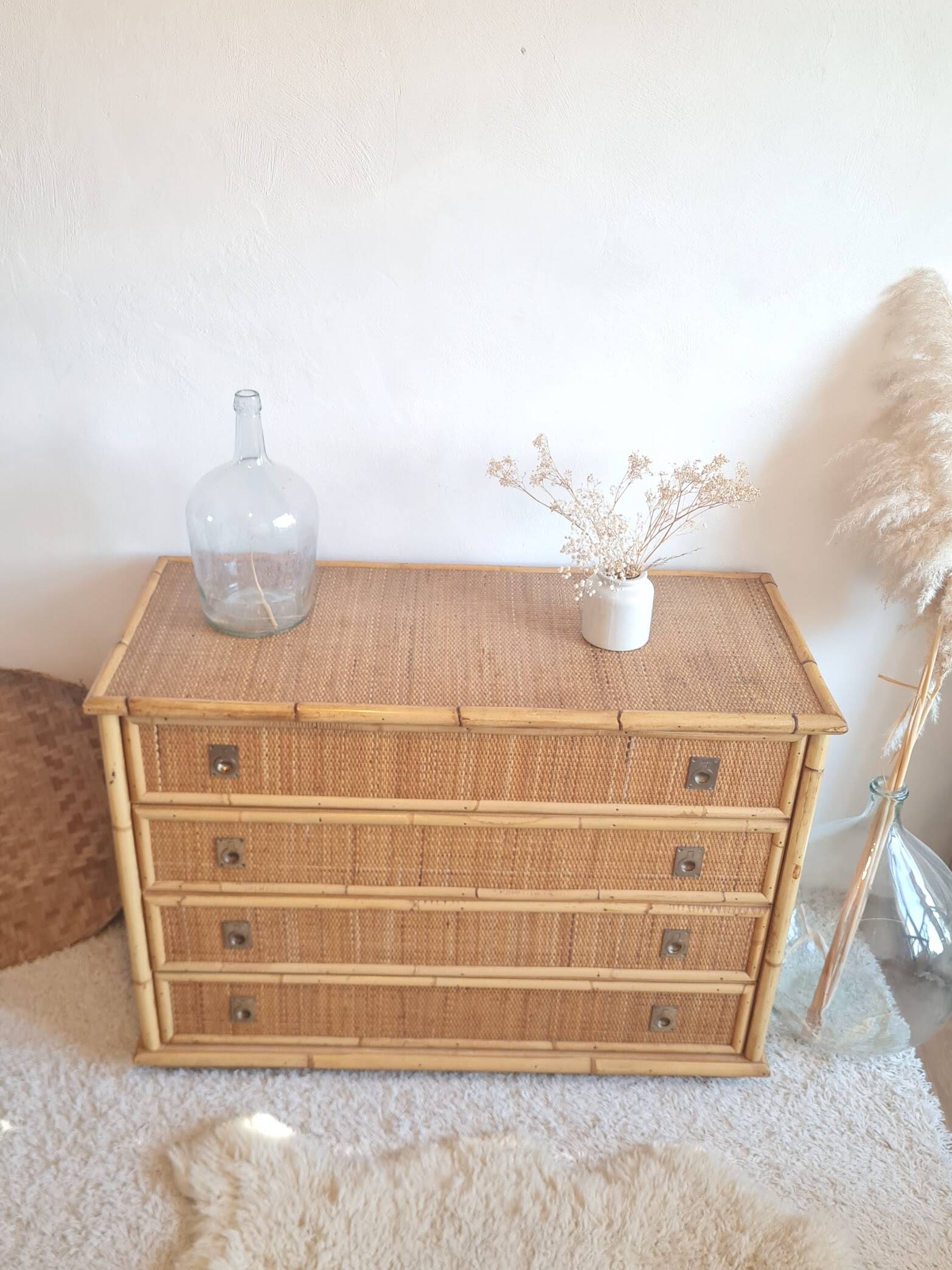Rattan chest of drawers circa 1970 - Dal Vera