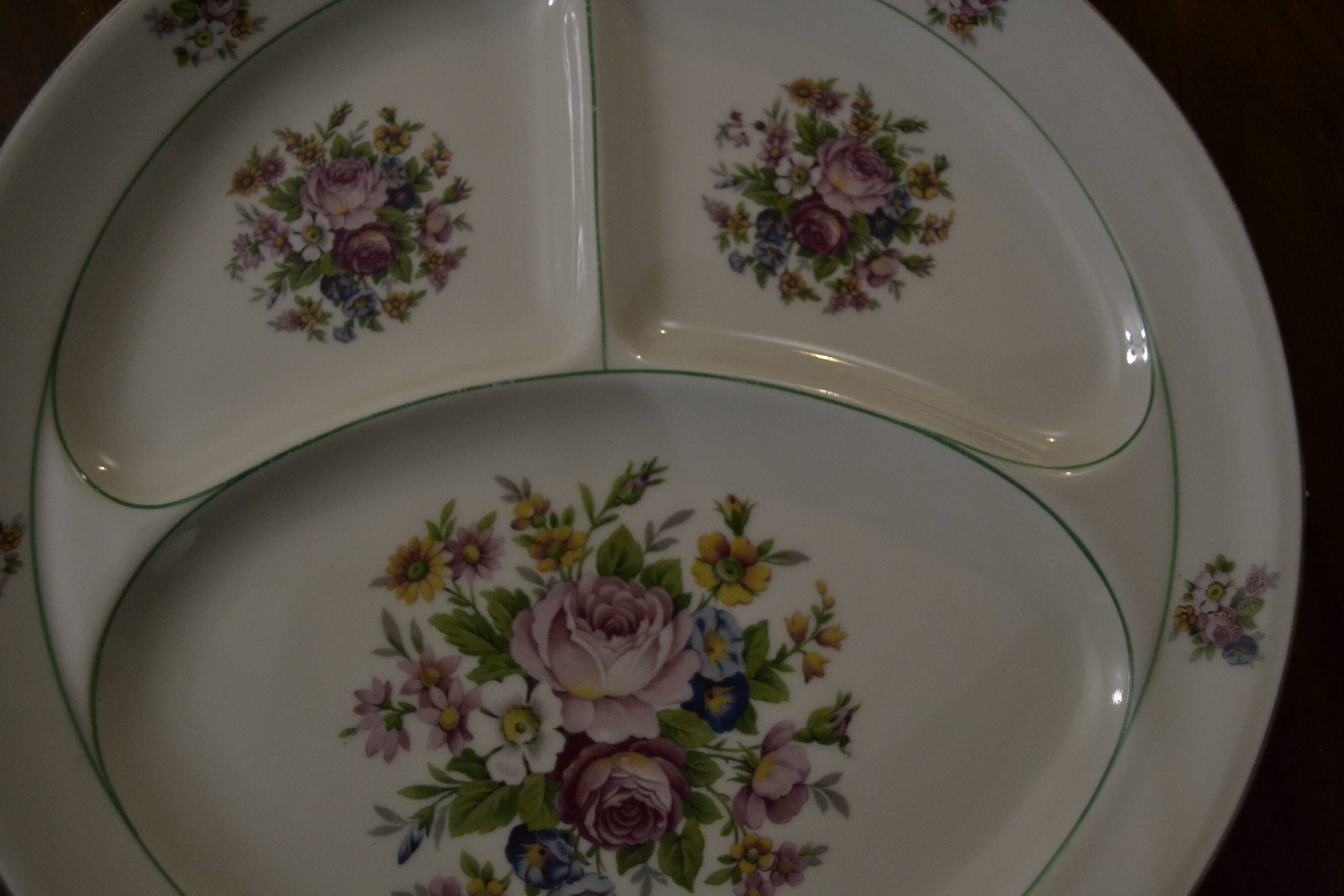 Limoges porcelain compartmented round dish