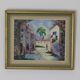 1950's Original Swedish Modernist Oil on Canvas Painting "Street View " by CHARLES SCHÖLANDER