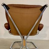 Vintage mid-century Scandinavian cognac leather lounge chair by Harald Relling