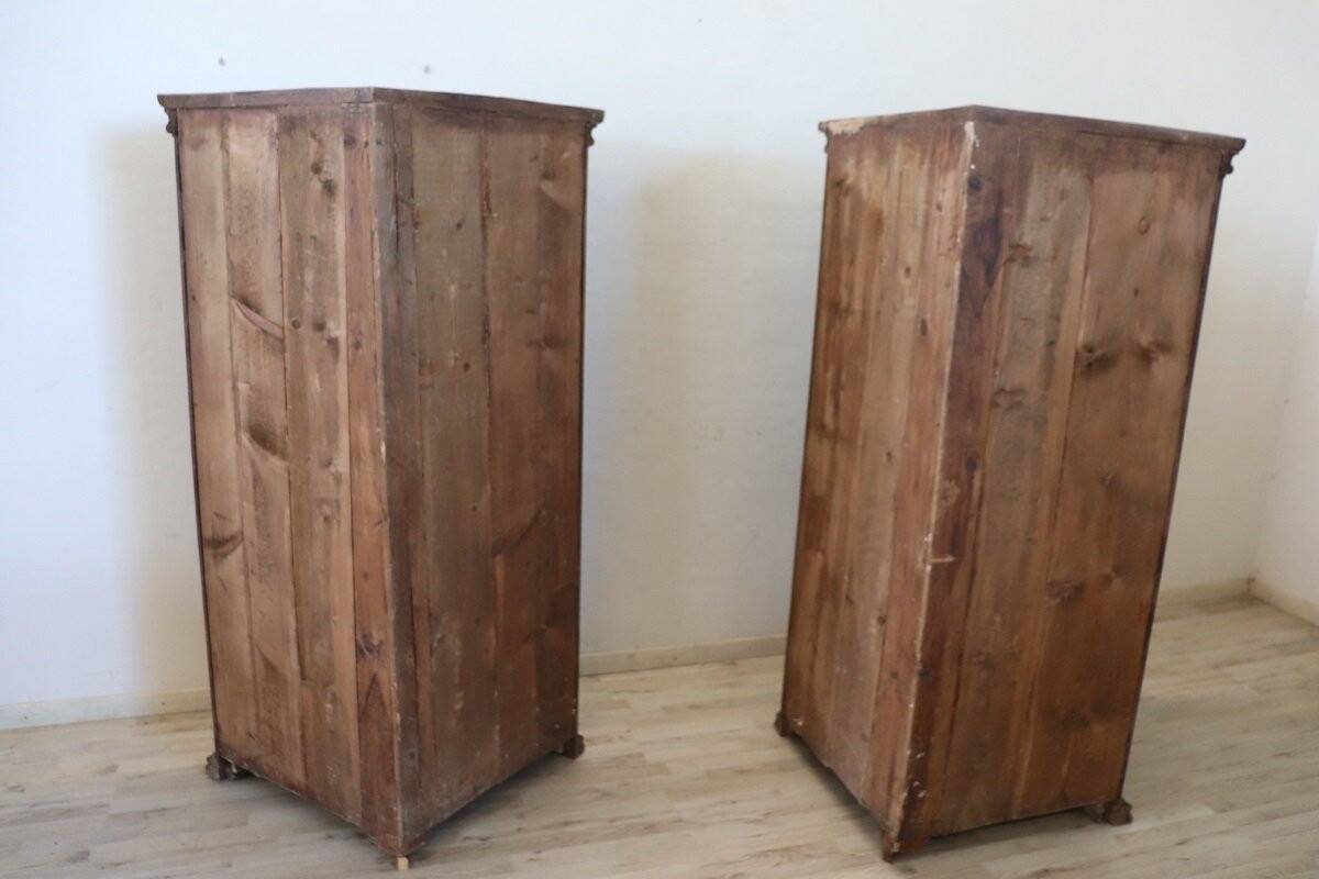 Pair of antique corner cabinets, Italy 17th century restored