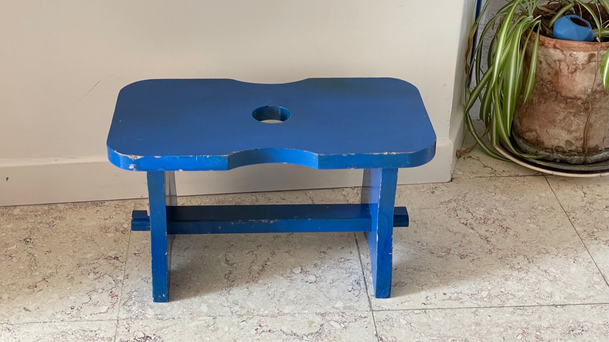 Vintage stool blue electric