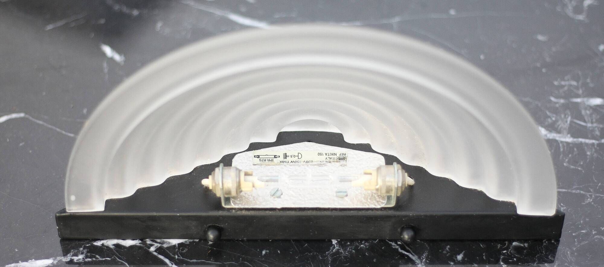 Glass and metal wall lamp, vintage lamp, wall lamp, art deco style, postmodern glass