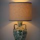 Spanish Revival Ceramic Table Lamp Pair from Granada, New Linen Lampshades