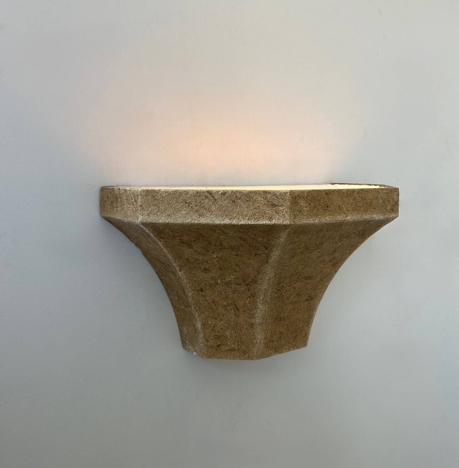 Vintage wall lamp, grainy beige plaster, France 1960