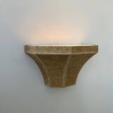 Vintage wall lamp, grainy beige plaster, France 1960