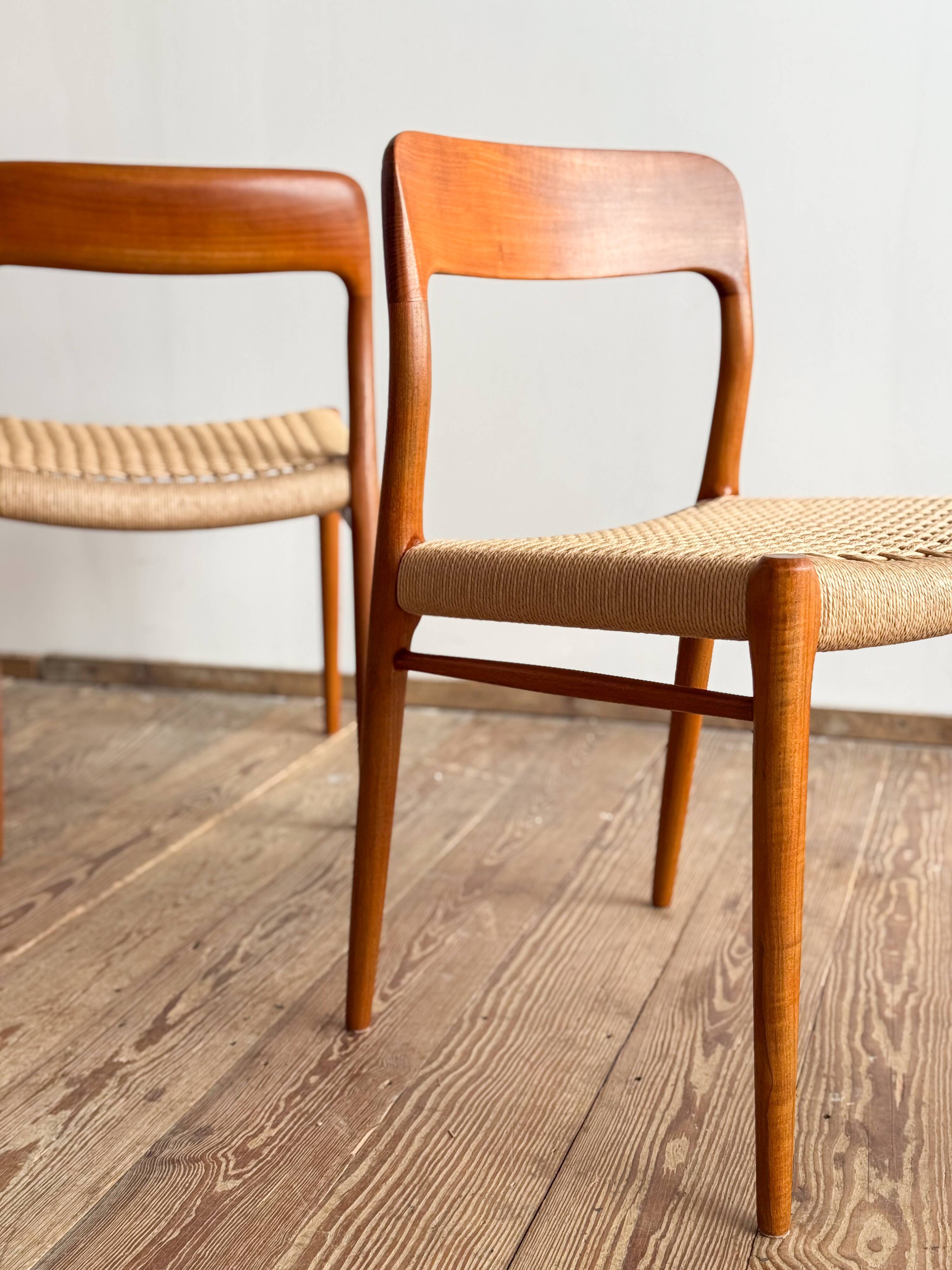 Set of 4 chairs #75 in teak by Niels O. Møller, JL Moller, Mid Century