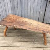 Brutalist bench solid wood tripod