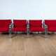Paire de fauteuils italiens en métal chromé et tissu rouge, 1970