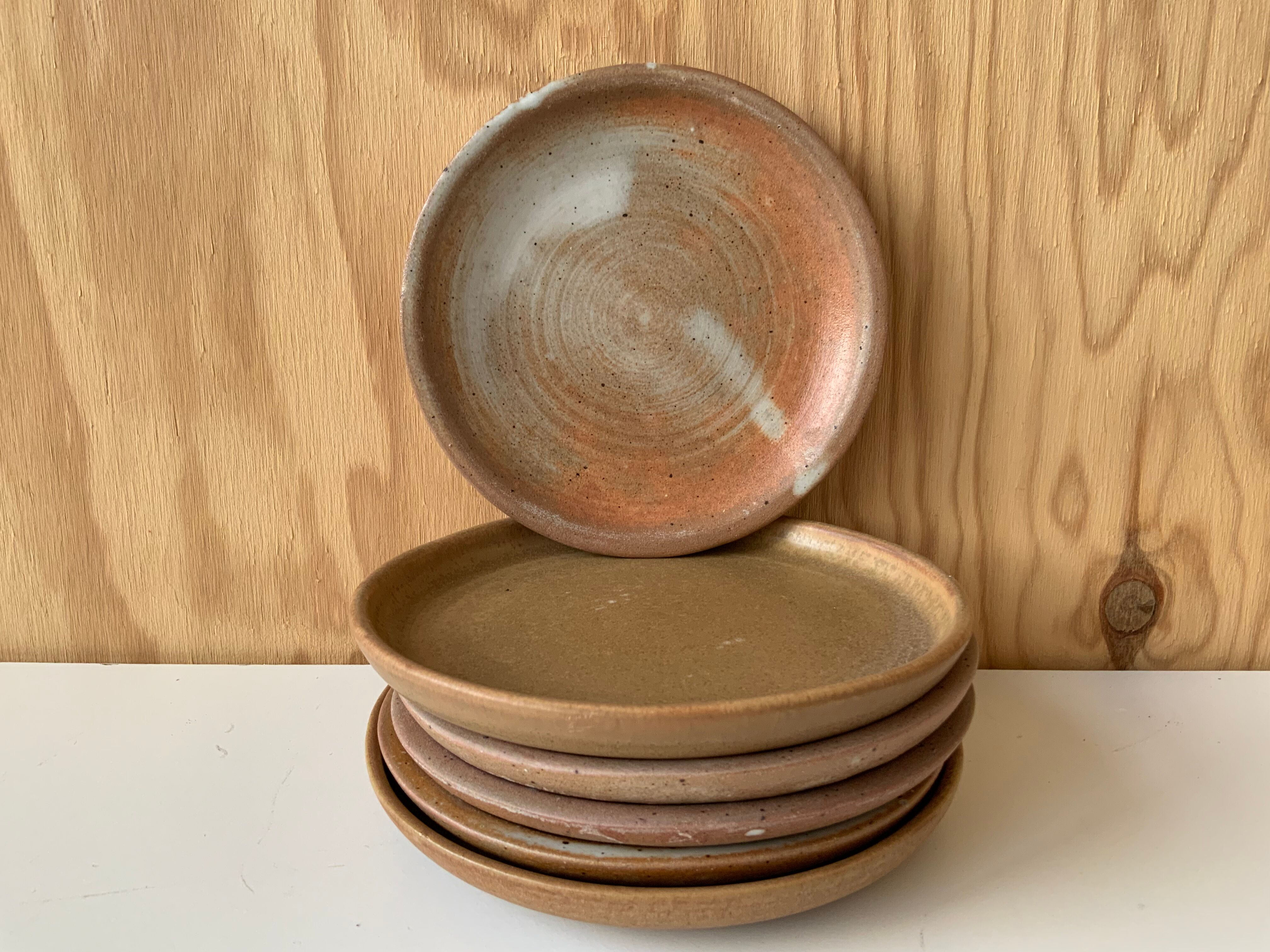 6 assiettes en grès vintage