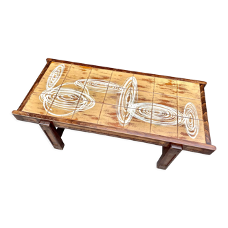Table basse céramique bois vintage