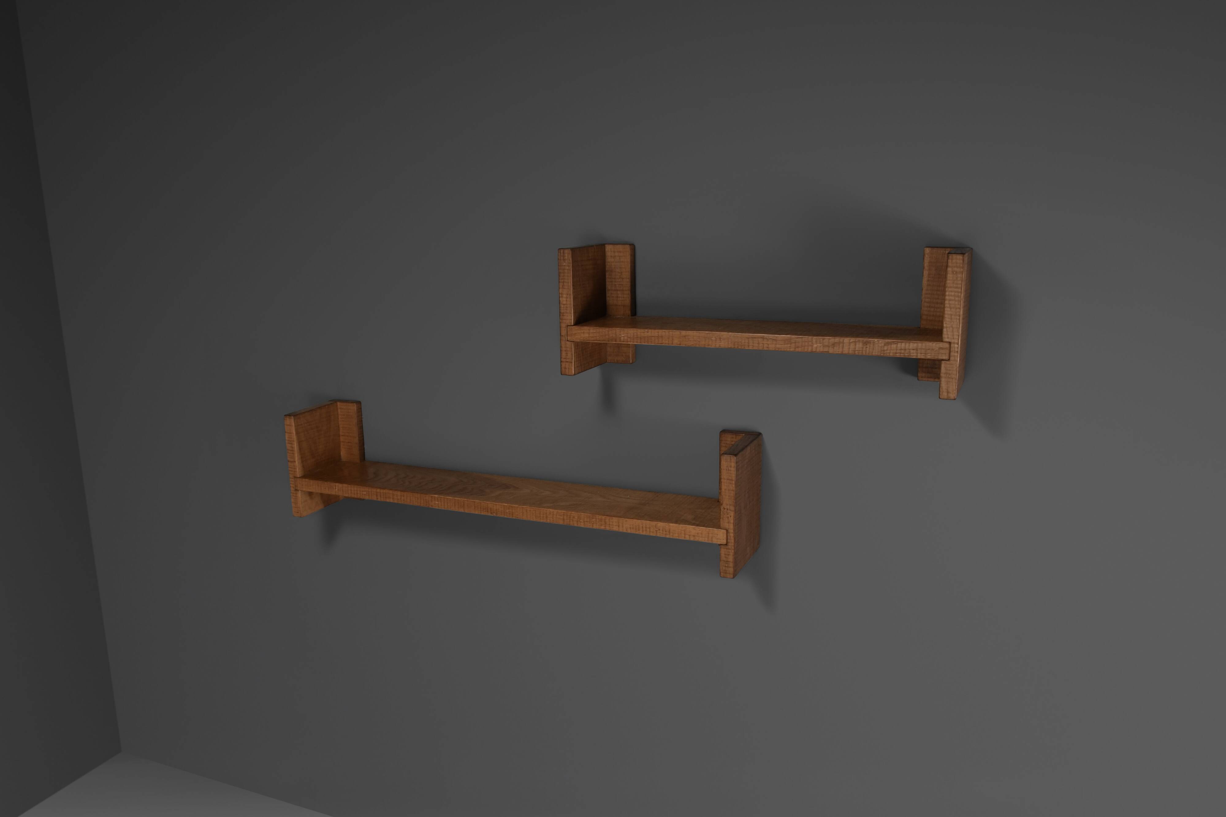 Beautiful oak wood Giuseppe Rivadossi shelves, Italy 1970s