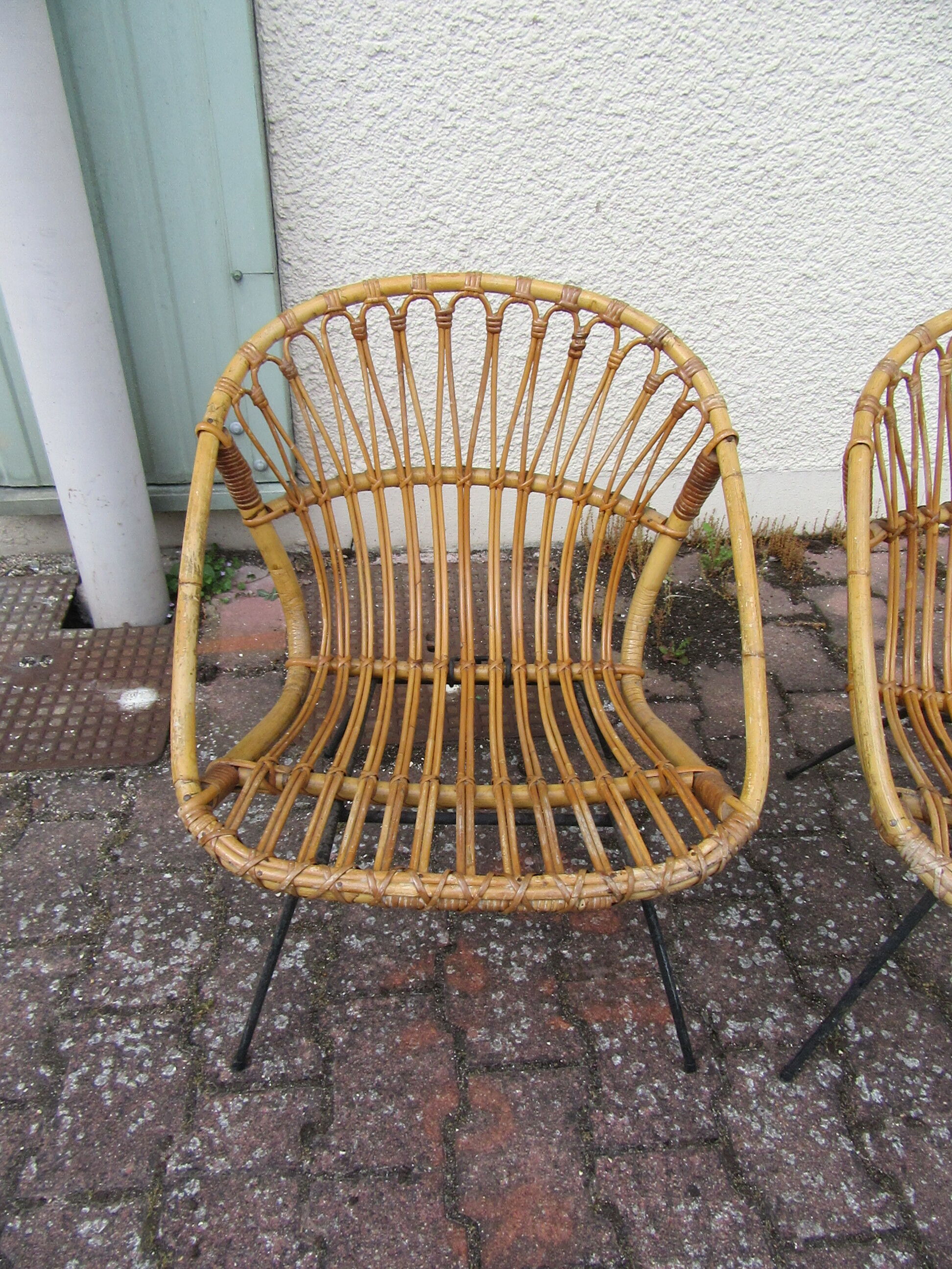 Paire de fauteuils rotin vintage