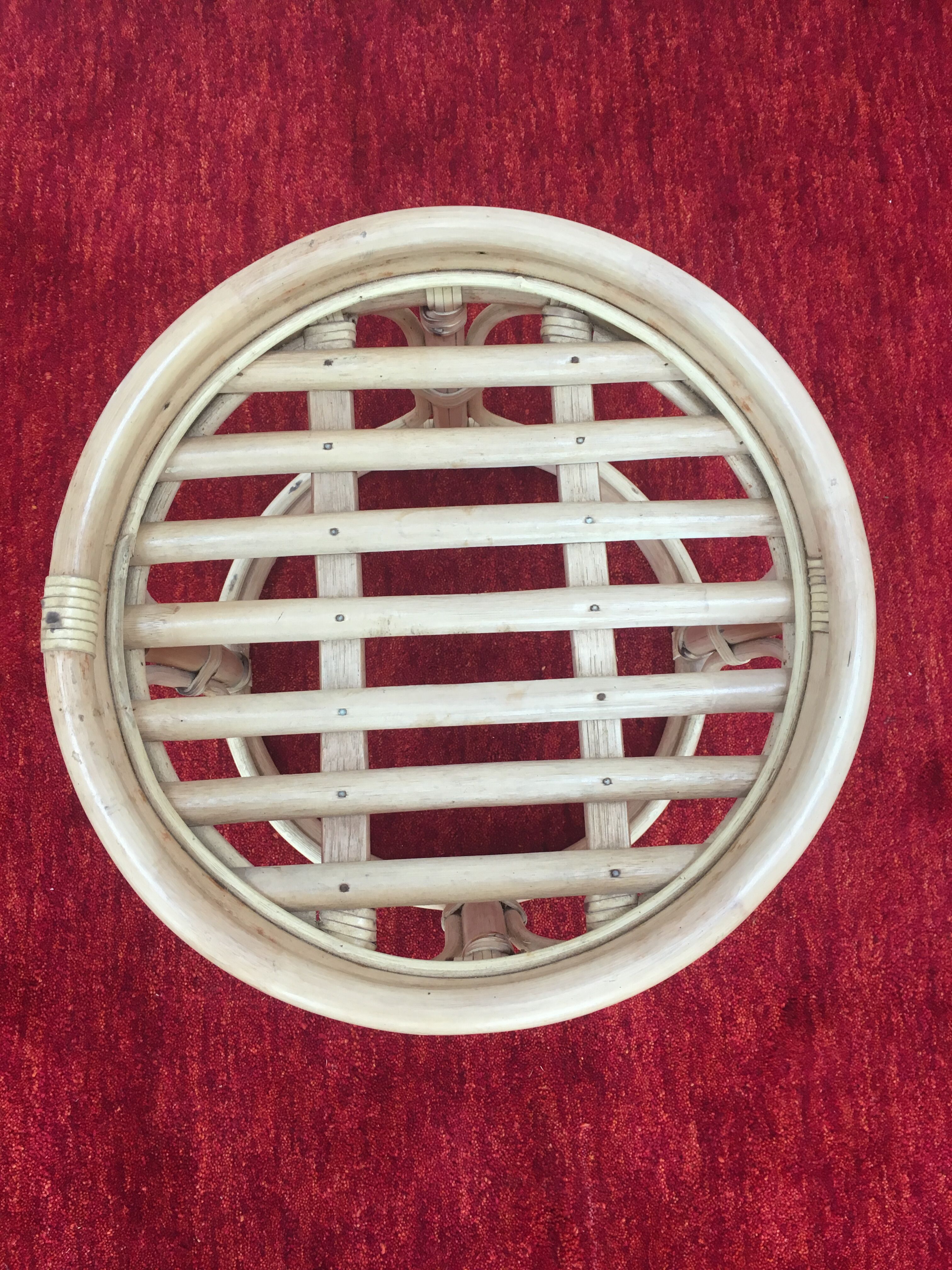 Vintage pouf  in rattan and bamboo