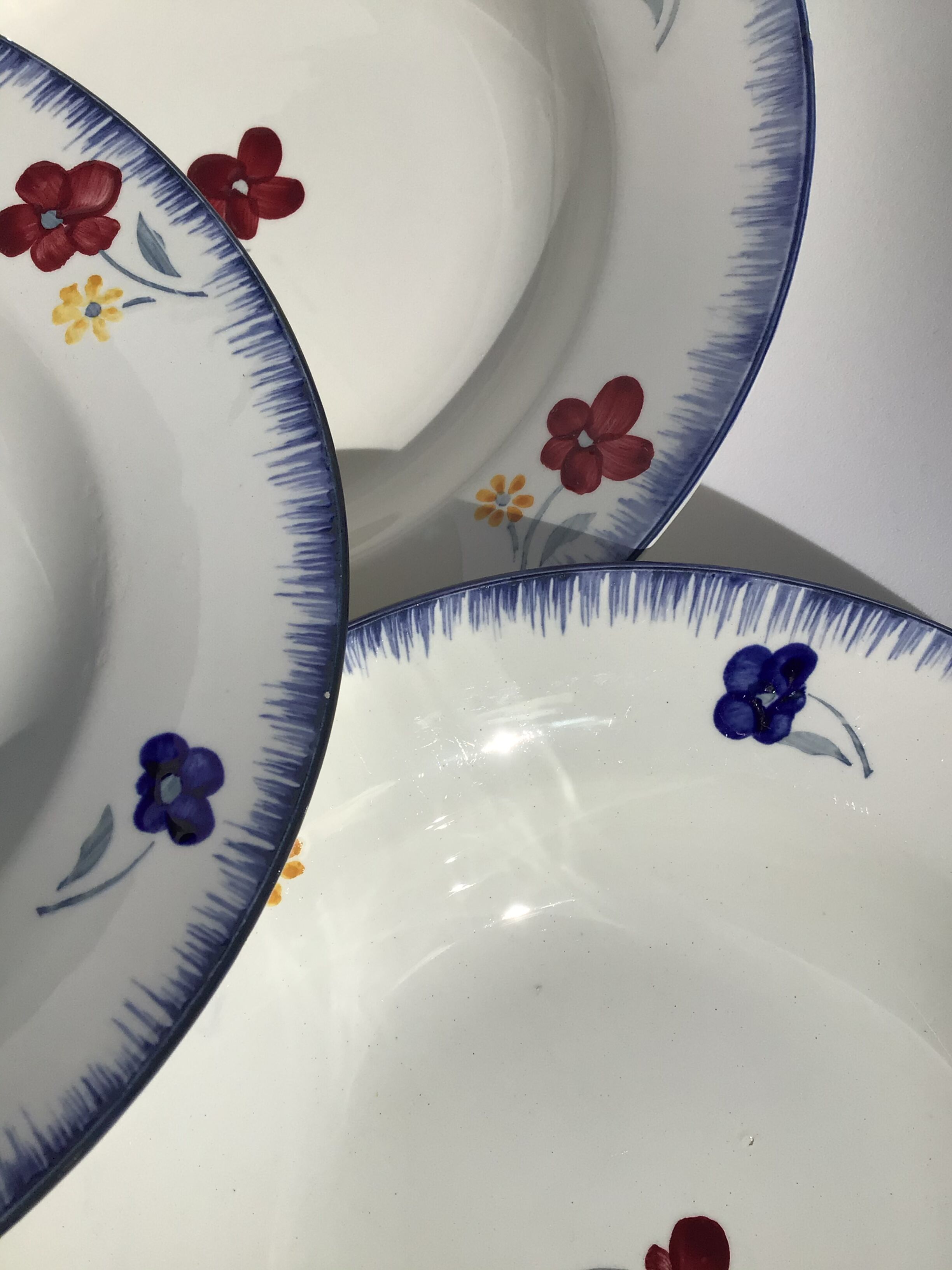 5 mary lou digoin blue edge hollow plates