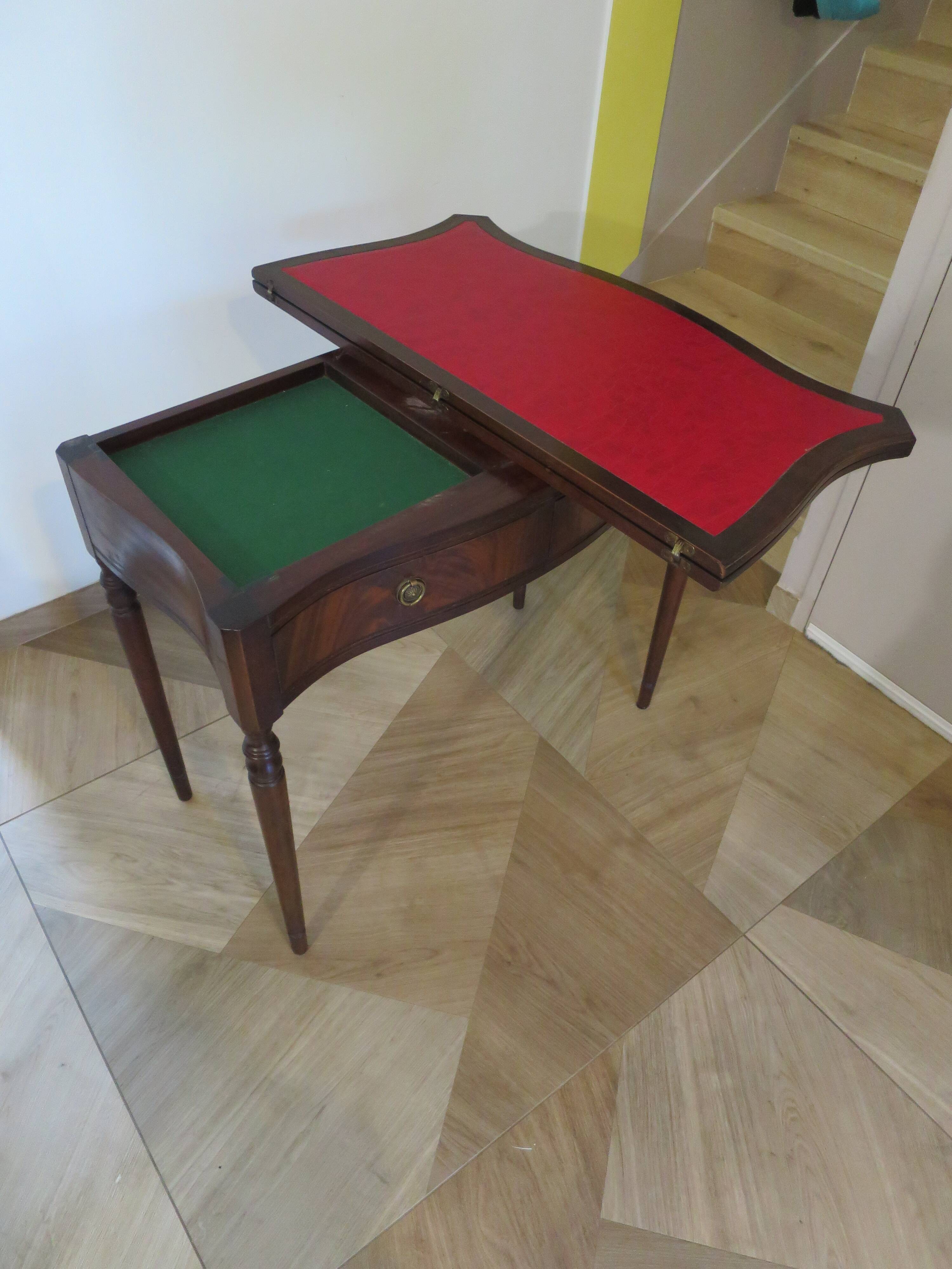 Table d’appoint extensible -Bureau-Années 80-Louis XV-teinte acajou