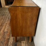 Hifi tv furniture in a row Scandinavian style 1960 vintage oak feet compass