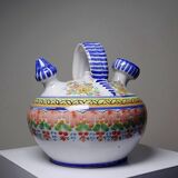 Spanish ceramic water bottle with vintage painted flowers