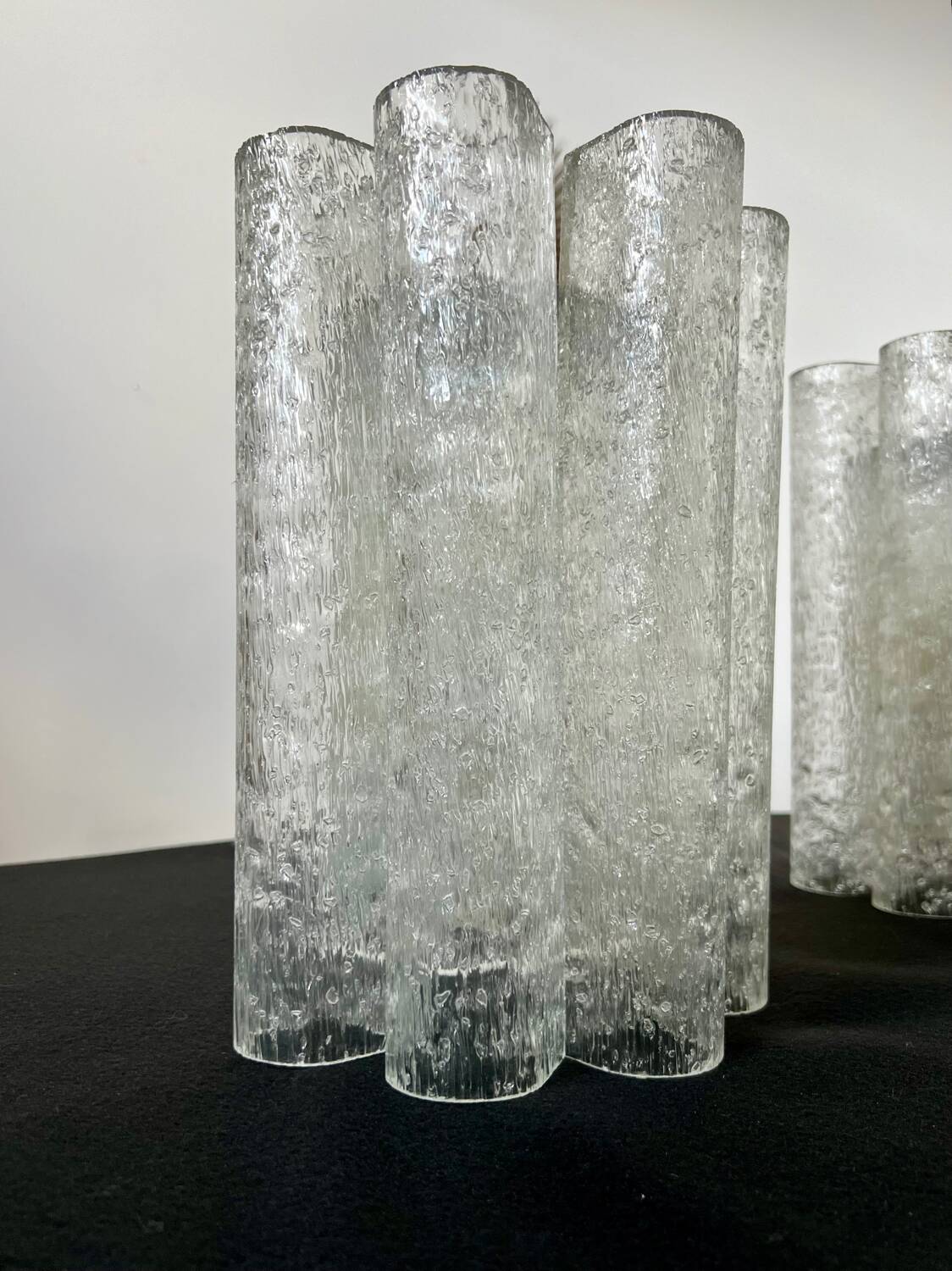 Set of 4 large doria wall lights in glazed glass design from the 60s vintage 3 lights