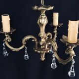 Lustre à 3 lumières bronze et cristal