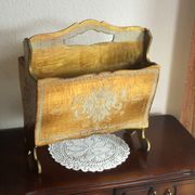 1950s - florentine wooden magazine rack - Vintage - made in Italy