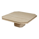 Travertine and brass coffee table