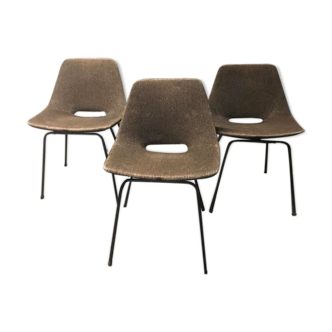 Suite de 6 chaises "Tonneau" Pierre Guariche, Éditions Steiner