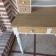 Shabby chic white patinated desk with drawers