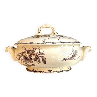 Small brown ironstone tureen by HB & Cie